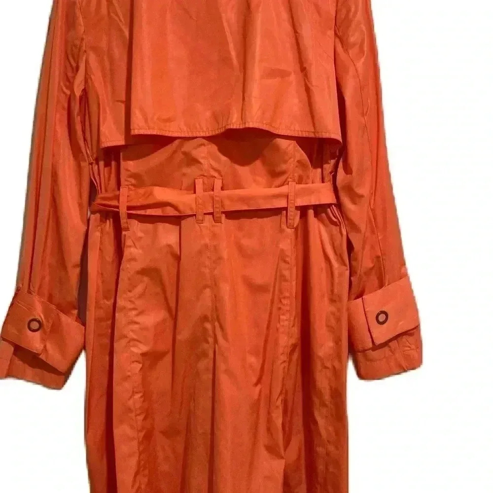 New Kenneth Cole New York Women’s Orange Raincoat with Belt Sz. Small NWT - Picture 4 of 13